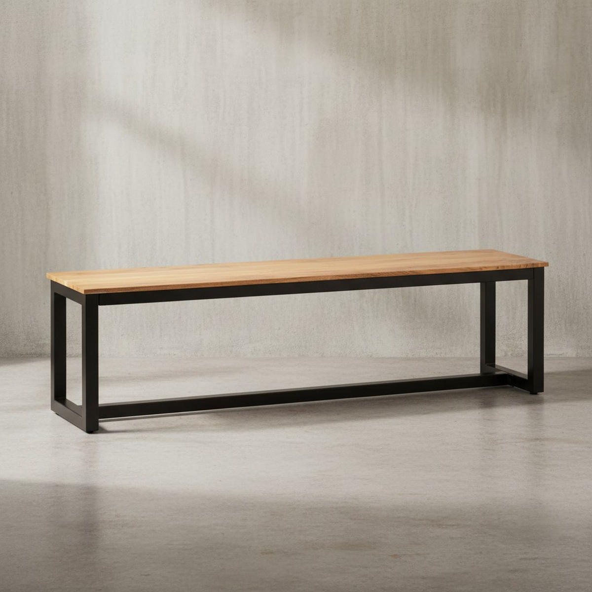 ESSZIMMERBANK Massivholz Metall Loft-Stil ohne Lehne, Akazie 120x40x45 cm - Schwarz/Braun, Holz/Metall (120/45/40cm) - KADIMA DESIGN