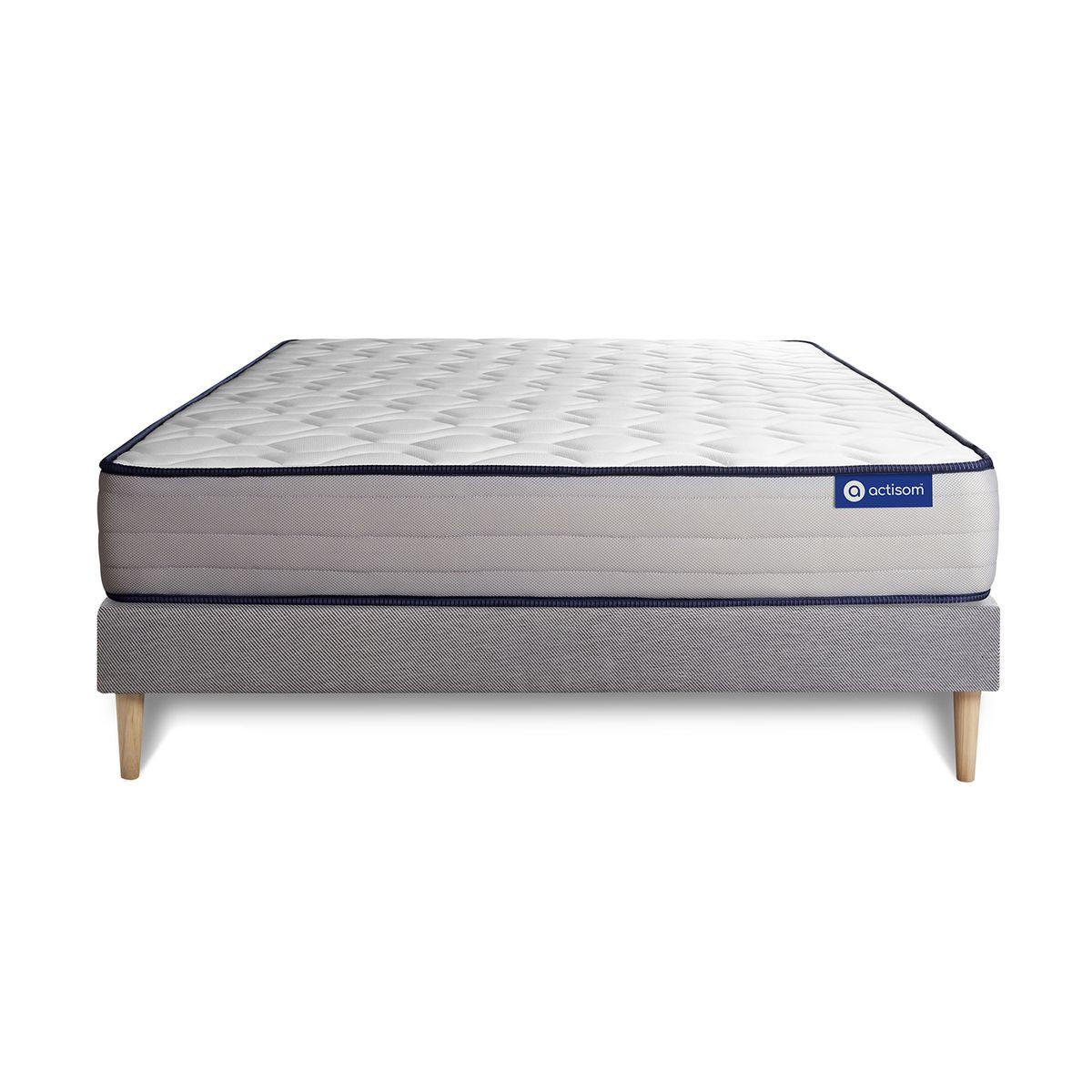 BETT Actimemo form Memory-Schaum 180 x 200 cm h3 - Kit Bettgestell Grau - Beige/Grau, Karton/Holz (180/200cm) - ACTISOM