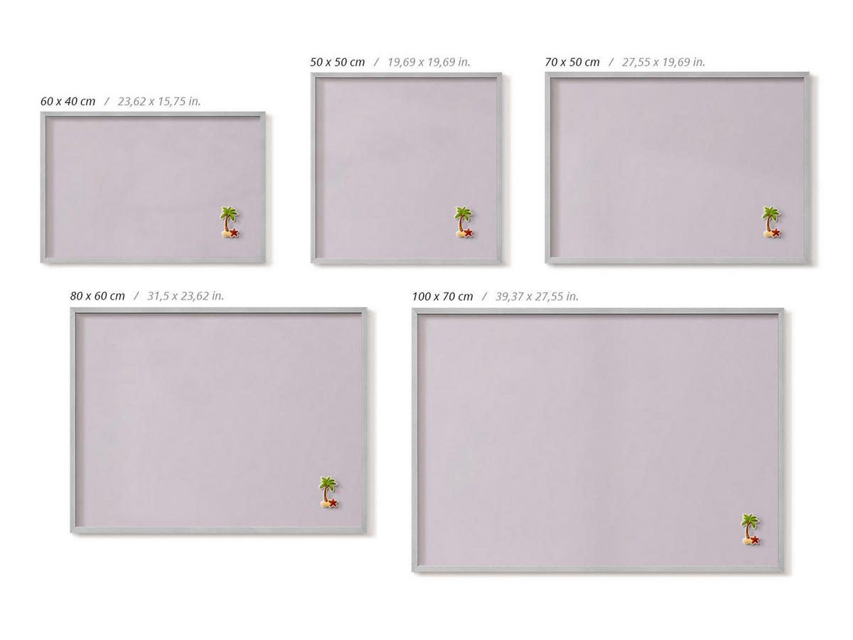 MAGNETTAFEL 100x70 cm Weißer Rahmen Puderrosa Beige - Mauve, Metall (100/70/0.4cm) - TULUP