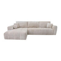 ECKSOFA links, Schnellschlaffunktion - Chenille-Stoff - Beige - Liegefläche 140 cm - 13 cm Memory-Schaum-Matratze - BRIVANO - Beige, Kunststoff/Textil (310/180cm) - Vente-Unique