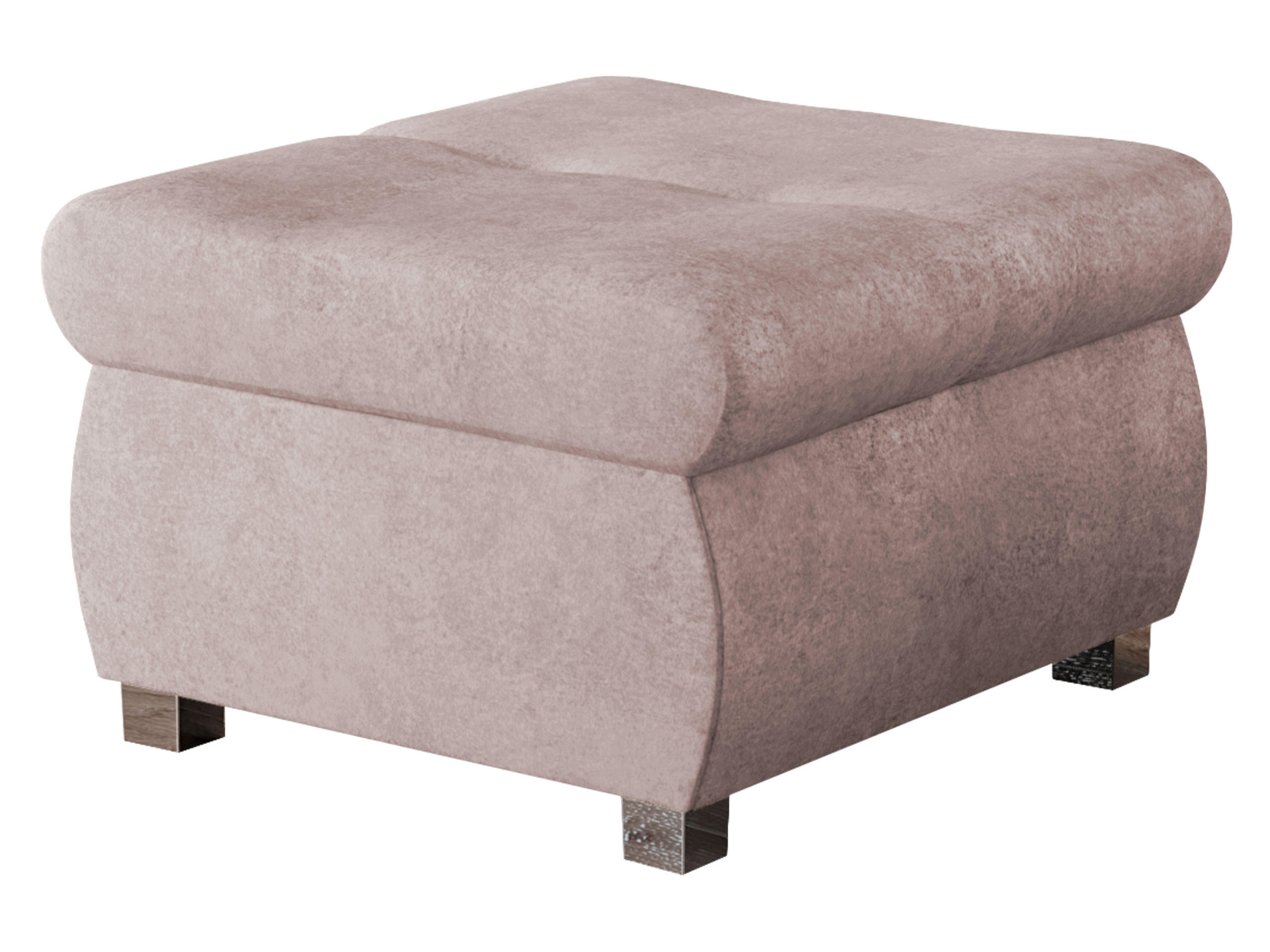 POLSTERHOCKER Orkan Klein - Hellrosa/Silberfarben, Holz/Textil (60/39/60cm) - MIRJAN24