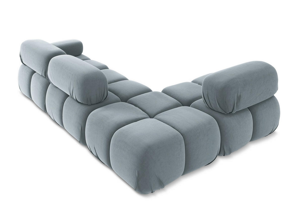ECKSOFA Links Samt Stoff Blau - Blau/Schwarz, Kunststoff/Textil (190/285cm) - Makamii