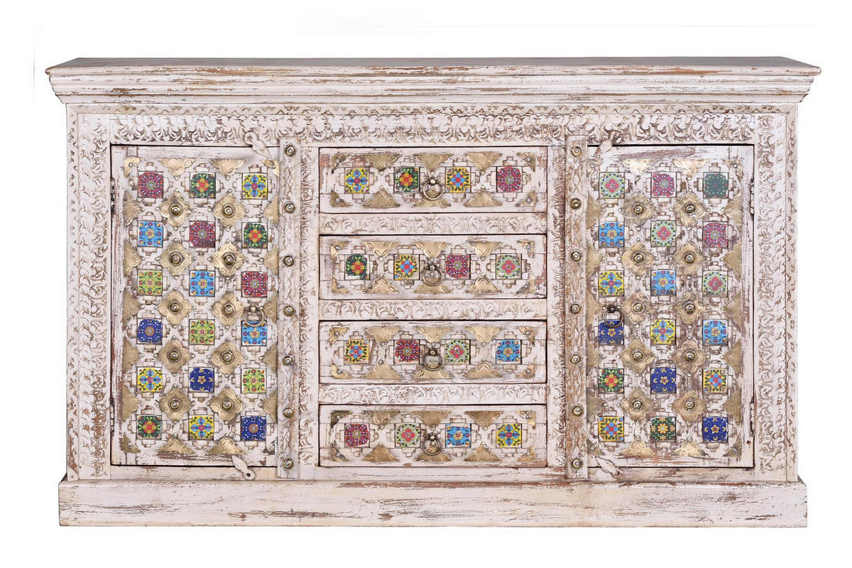 SIDEBOARD aus Mangoholz mit Keramikdetails - Perlmutt, Holz (40/90/150cm) - Giner y Colomer