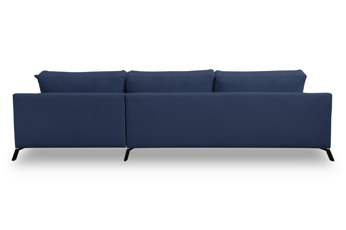 ECKSOFA Aspen in L-Form, Coach Farbe: Blau, Velourstoff, Ottomane Rechts - Blau, Textil (312/187cm) - VENASI MÖBEL