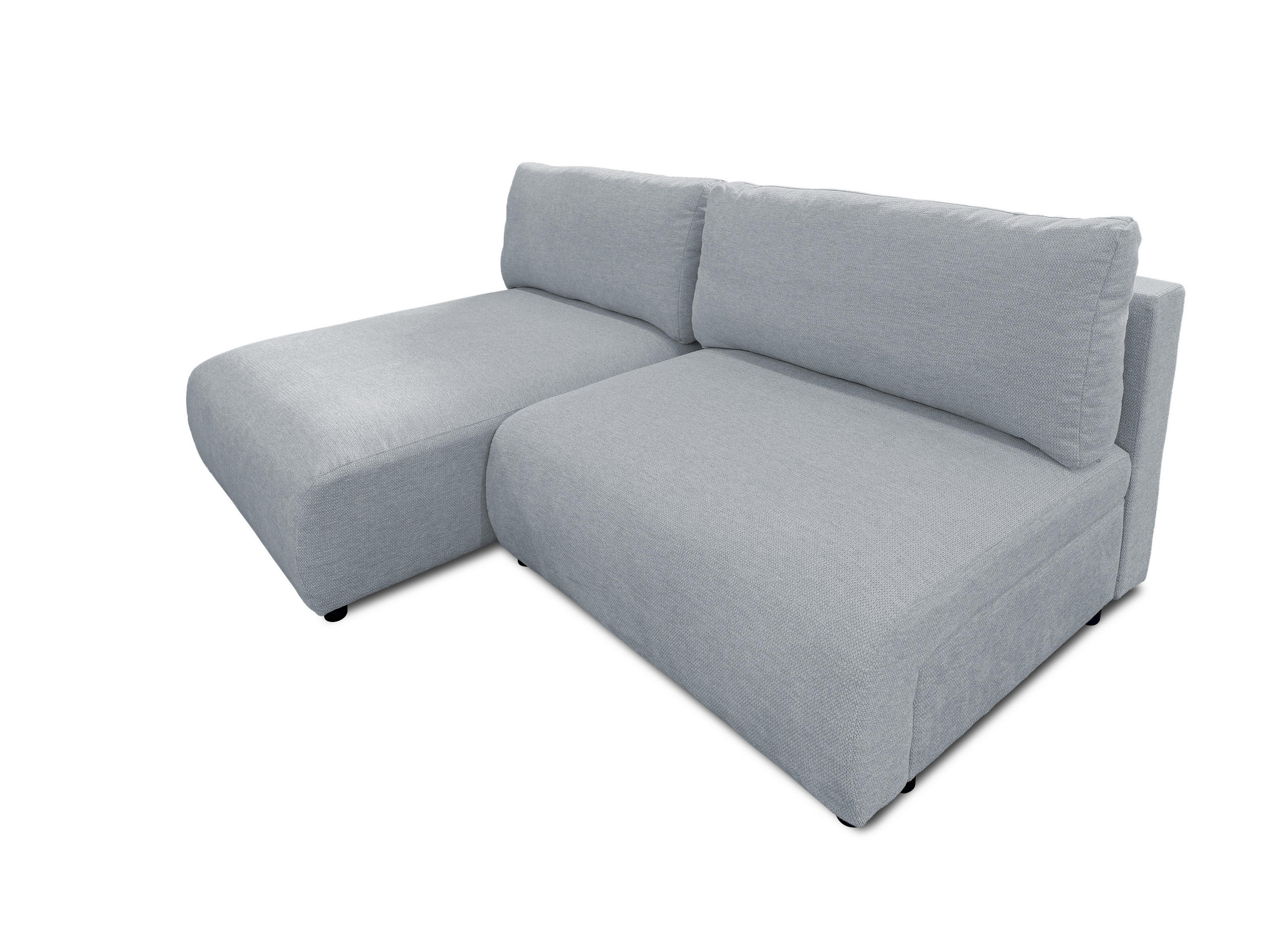 ECKSOFA Sora mit Schlaffunktion, Bettkasten und extra tiefer Komfortzone aus hochwertigem Grau Strukturstoff - Schwarz/Grau, Holz/Kunststoff (140/200cm) - S-Style