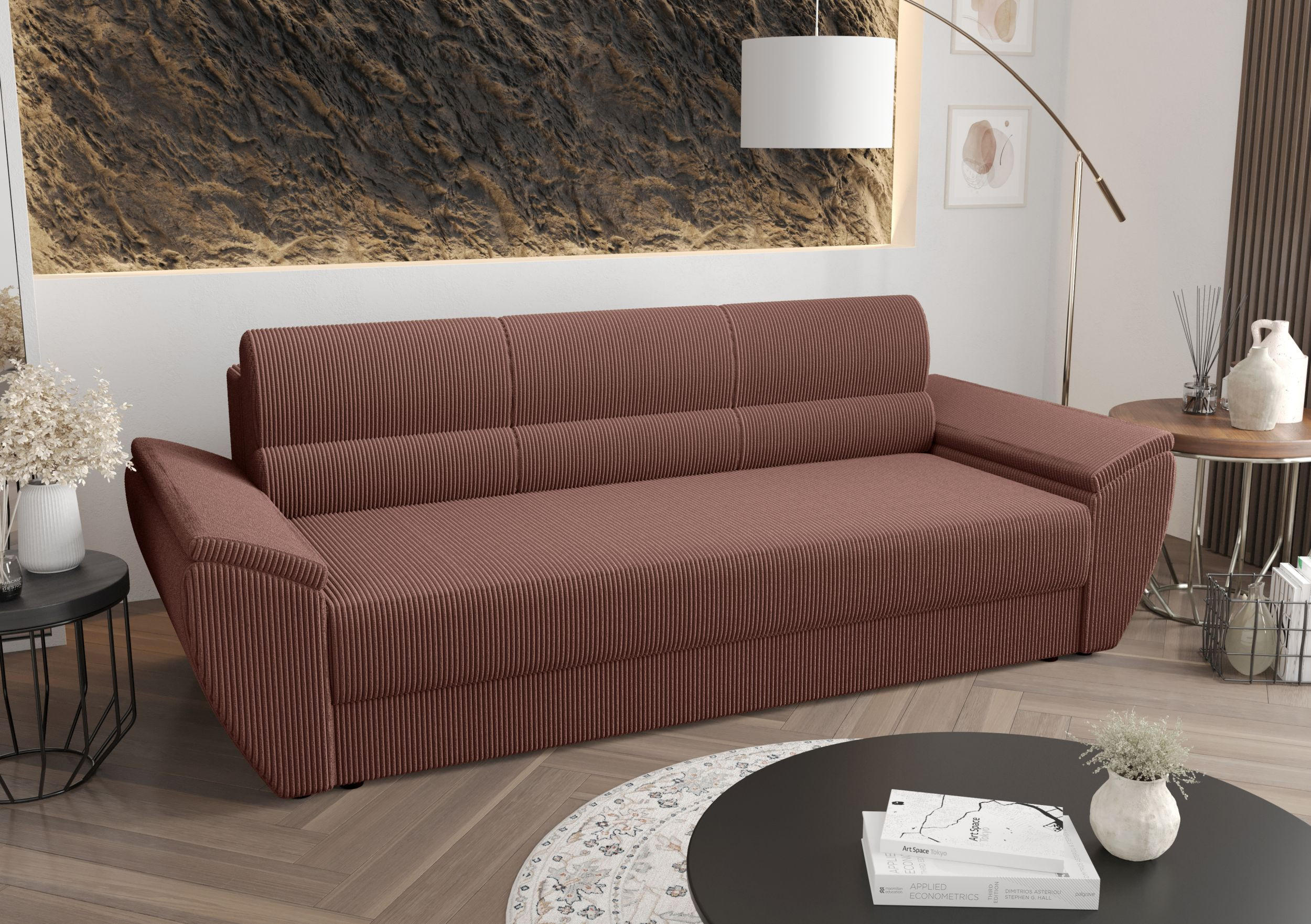 SOFA REBI BIS mit Schlaffunktion POSO 29 mit Stauraum - Braun, Textil (80/78/240cm) - Bedante