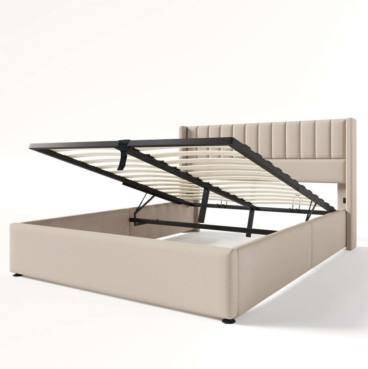 TAPECIRANI krevet 160/200 cm bež od lana s hidrauličnim spremištem - bež, tekstil (160/200cm) - OKWISH