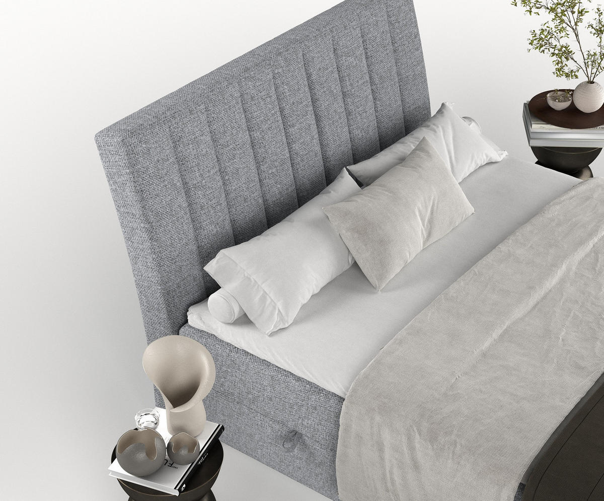 BOXBETT Merton Grau 180/200 cm - Schwarz/Grau, Holz/Holzwerkstoff (180/200cm) - Maison de Reve