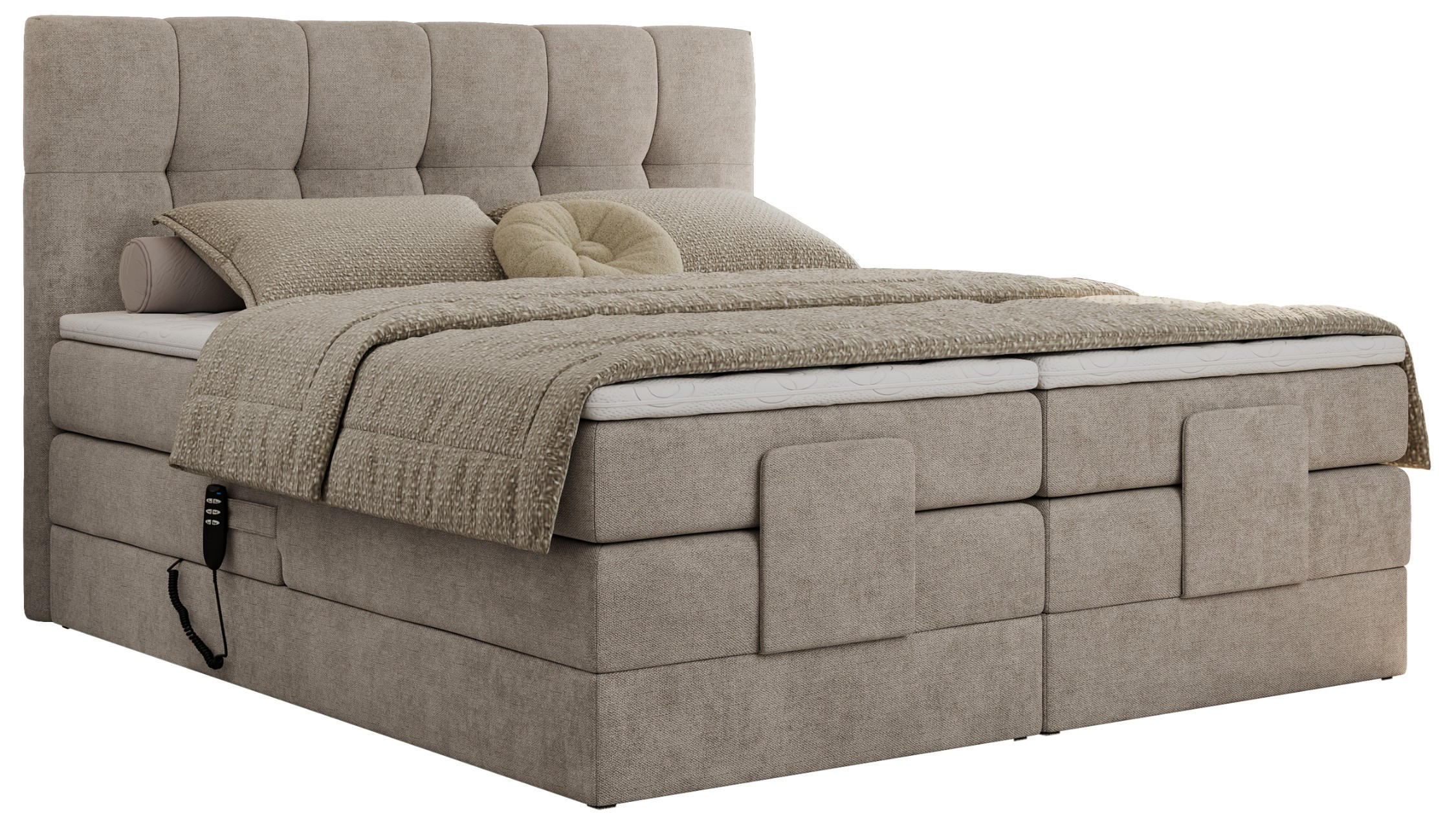 BOXBETT VITTORIA 140/200 - Beige Struktur - H3 - Beige, Holz/Textil (140/200cm) - MKS