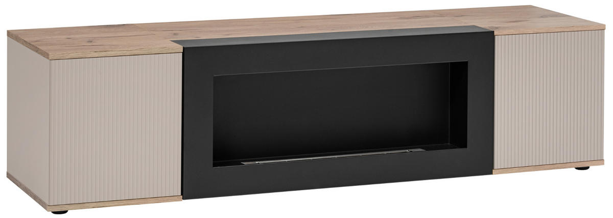 TV-LOWBOARD Viking Eiche, Kaschmir 160 cm, TV Unterschrank mit Ethanol Kamin - Kaschmir/Eichefarben, Holzwerkstoff/Kunststoff (160/45/42cm) - Inn.Furn