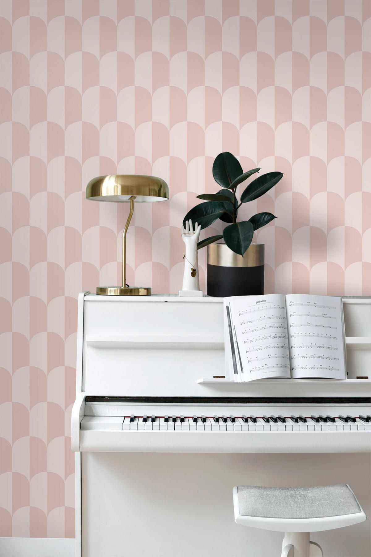 TAPETE Art Decó Muster 53 cm x 10.05 m - Pink, Papier (53/1000cm) - ESTAhome
