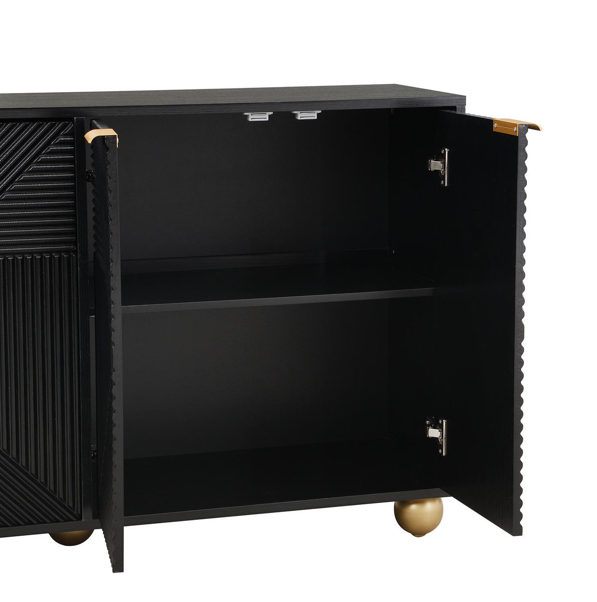 SIDEBOARD 120/35/71.5 cm Schwarz aus MDF mit 4 Türen - Schwarz, Holzwerkstoff (35/71.5/120cm) - OKMYHOME