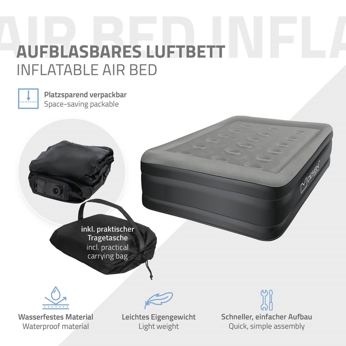 LUFTBETT - Grau, Kunststoff (97/196cm) - ML-DESIGN