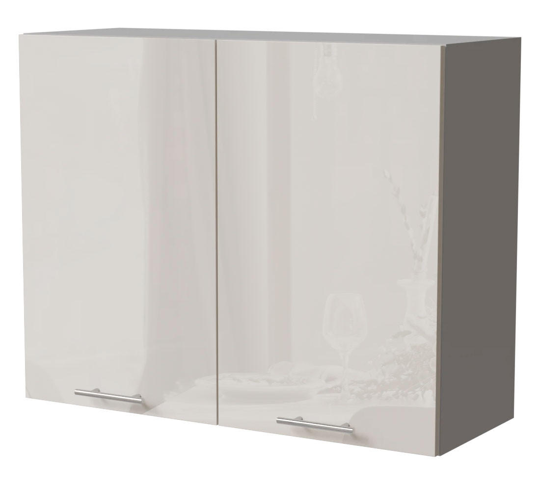 KÜCHENHÄNGESCHRANK Brerra W3/90 Grau / RAL 9001 creme Hochglanz 90 / 32,5 / 72cm - Creme/Grau, Holz/Holzwerkstoff (90/72/32.5cm) - Feldmann-Wohnen