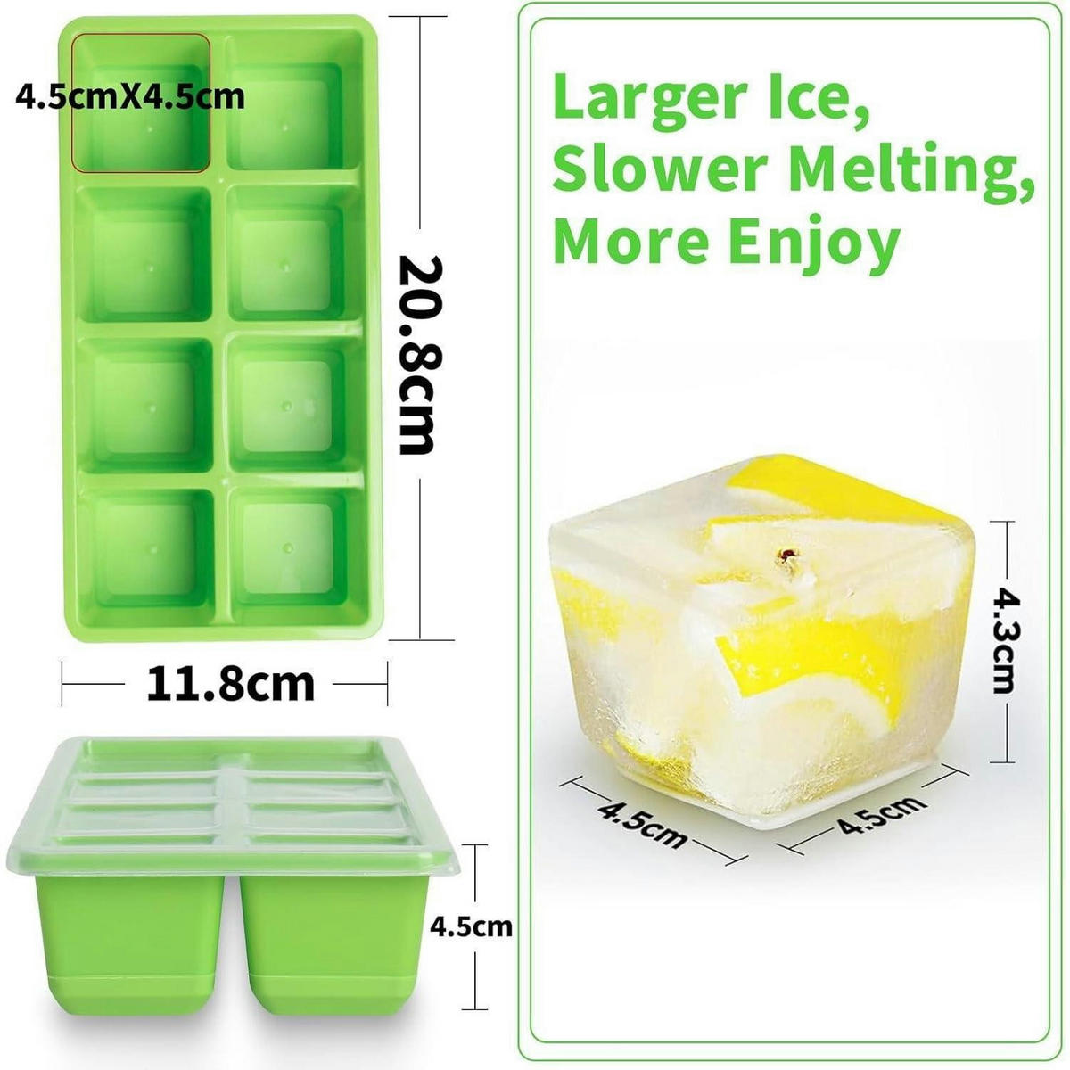 EISWÜRFELFORM 2-teiliges Set Silikon Grün - Grün, Kunststoff (11/4.5/20cm)