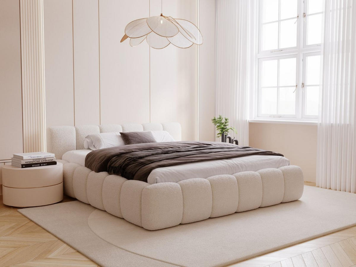 POLSTERBETT Cloud Low 180x200 Bouclé-Stoff Beige - Beige, Textil (180/200cm) - Graingold