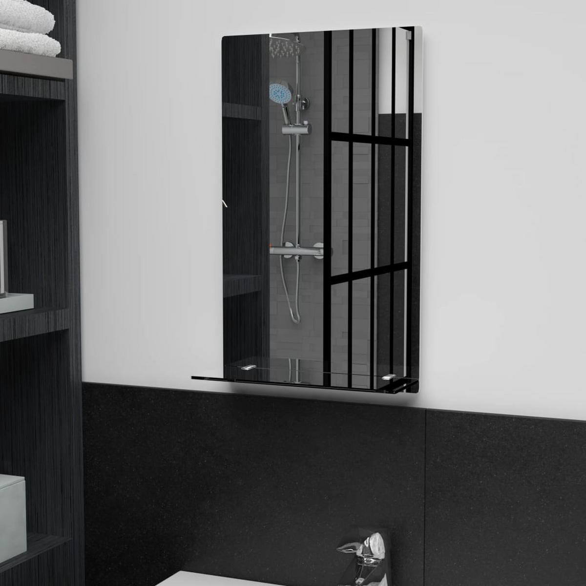 WANDSPIEGEL mit Regal 30×50 cm Hartglas - Silberfarben, Glas (30/50/10cm) - furnicato