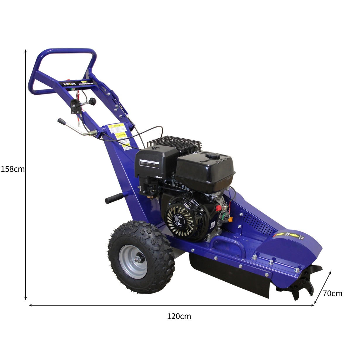 BAUMSTUMPFFRÄSE STUBBENFRÄSE 15PS - Blau, Metall (70/158/120cm) - T-Mech