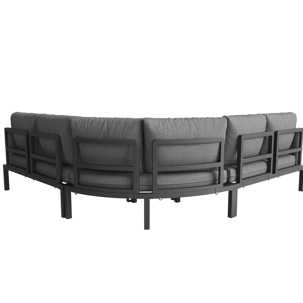 GARTENSETS aus Eisen 114x60x77cm Grau mit Sicherheitsglas-Coffeetable - Grau, Metall - Modfu