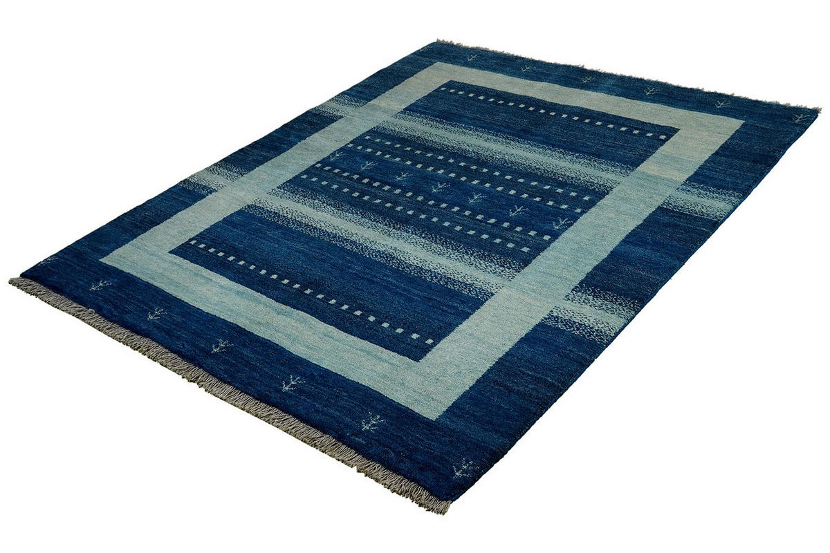 GABBEH-TEPPICH handgeknüpft Sonnat Blau 200/153 cm Schurwolle - Blau, Textil (153/200cm) - Looma
