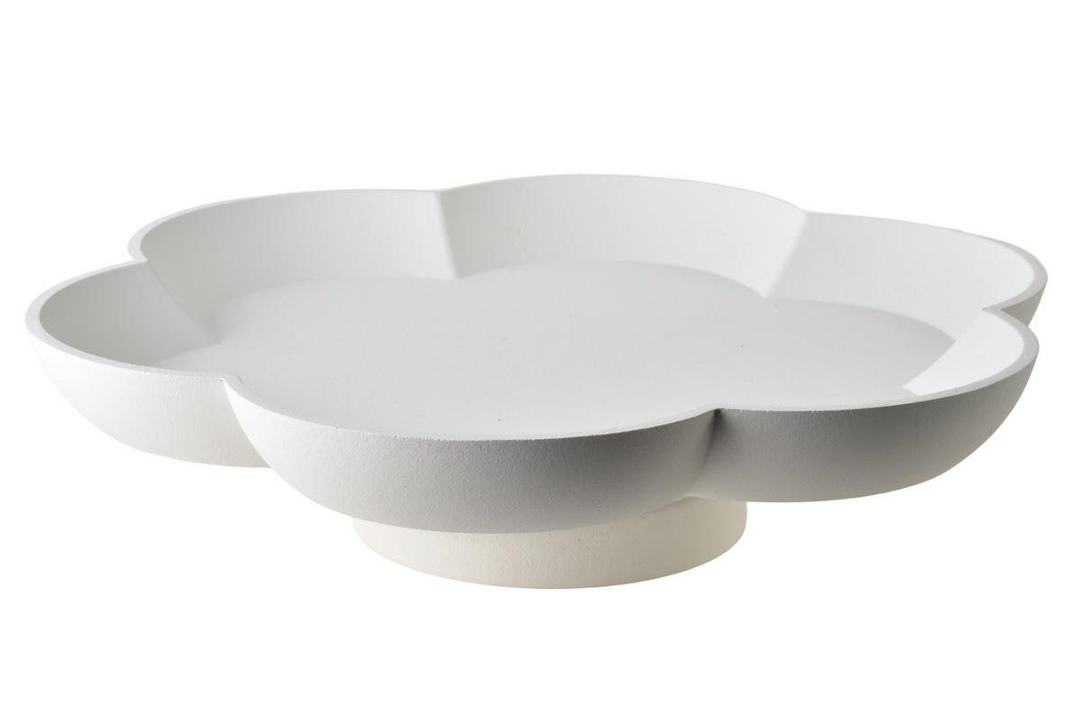 DEKOSCHALE Daz Blume Weiß 30/30/8 cm Holz - Weiß, Holz (30/8cm) - Mondex