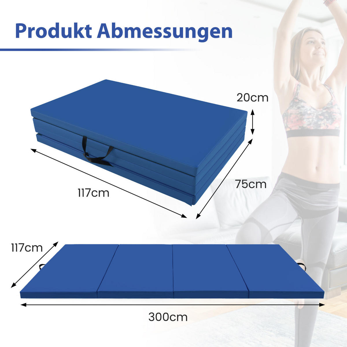GYMNASTIKMATTE Navy - Dunkelblau, Leder (300/117cm) - COSTWAY