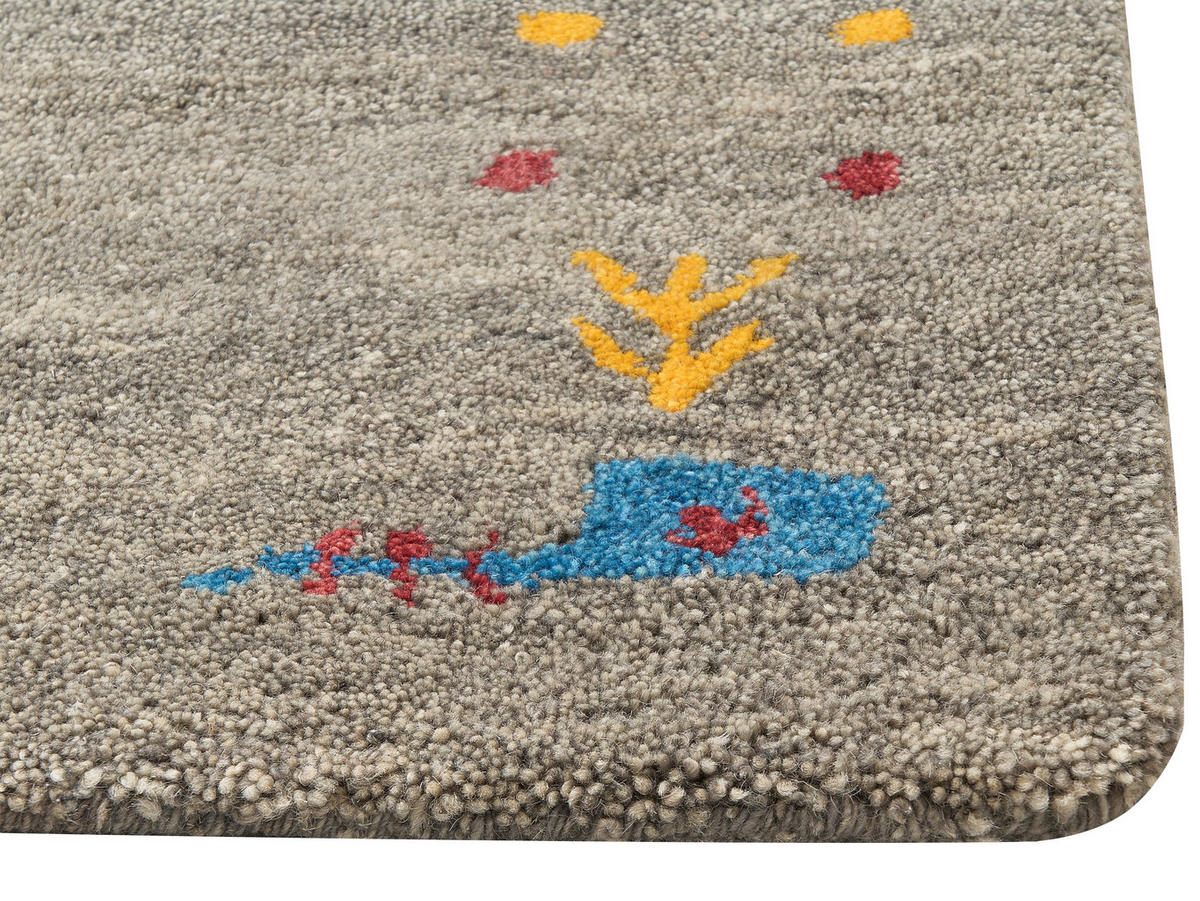 KURZFLOR-GABBEH Seymen 230/160 cm - Grau, Textil (160/230cm) - Beliani