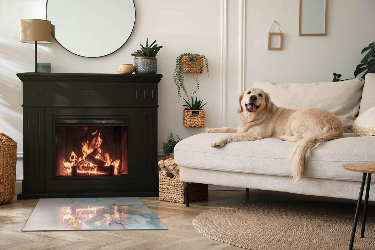 GLASPLATTE für Kamin 80x60 cm - Türkis, Glas (80/60/0.4cm) - TULUP