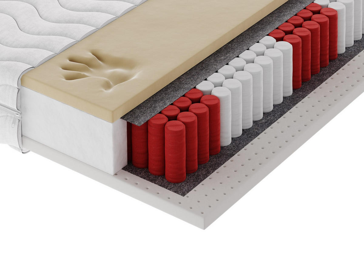 TASCHENFEDERKERNMATRATZE CALVADO MULTI Multipocket 200x200, H3, Höhe ca.: 20 cm - Weiß, Textil (200/200cm) - MASSENO