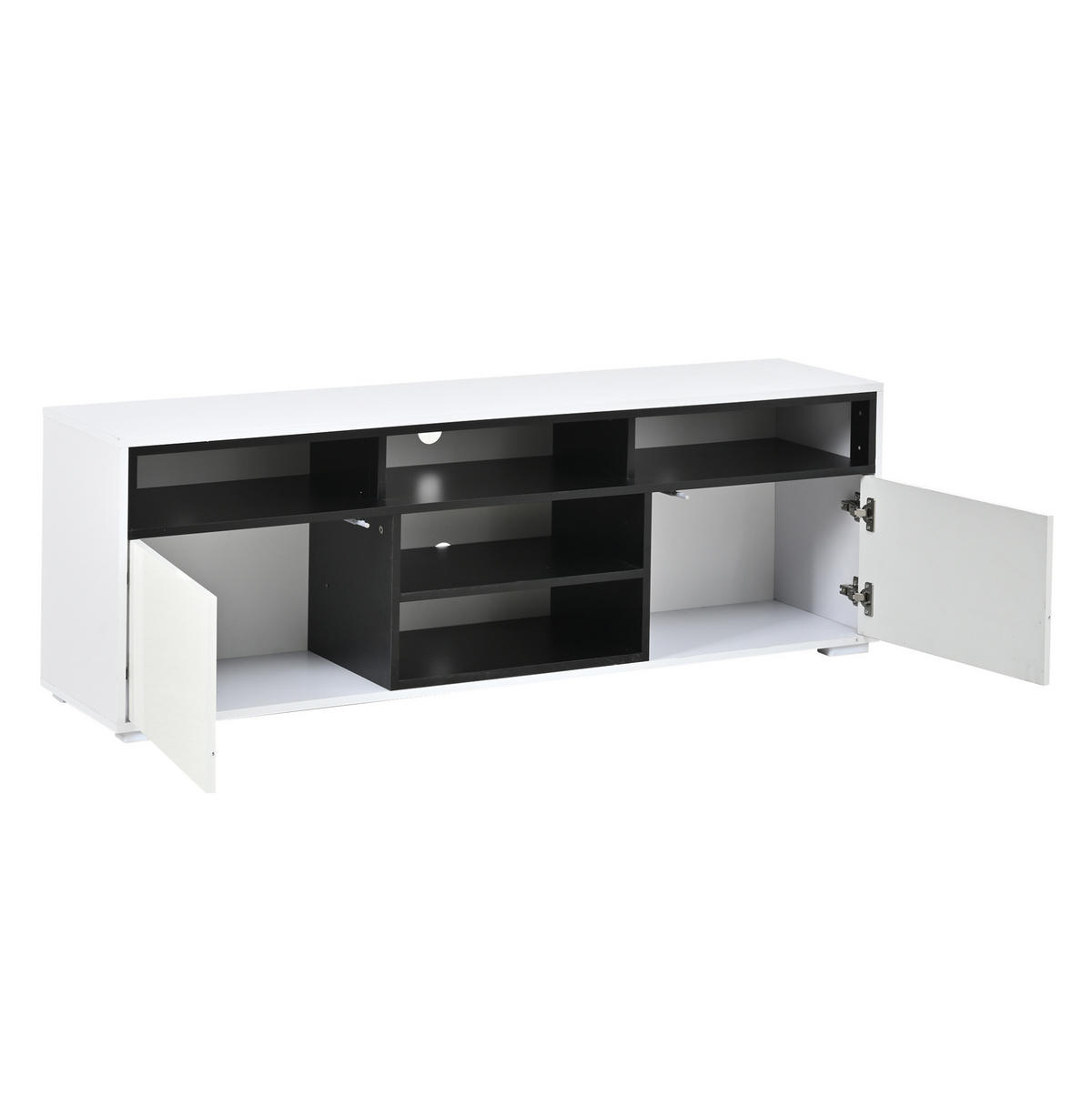 TV-LOWBOARD 150/35/50 cm weiß aus Spanplatte mit LED und Stauraum - Weiß, Holzwerkstoff (150/50/35cm) - OKWISH