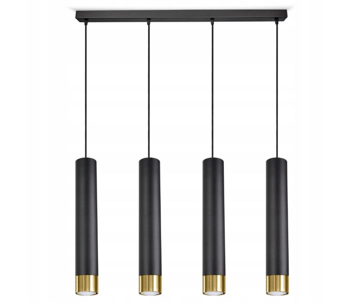 PENDELLEUCHTE Milano Tube - Goldfarben/Schwarz, Glas/Metall (6/80/100cm) - kiki design