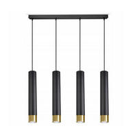 PENDELLEUCHTE Milano Tube - Goldfarben/Schwarz, Glas/Metall (6/80/100cm) - kiki design