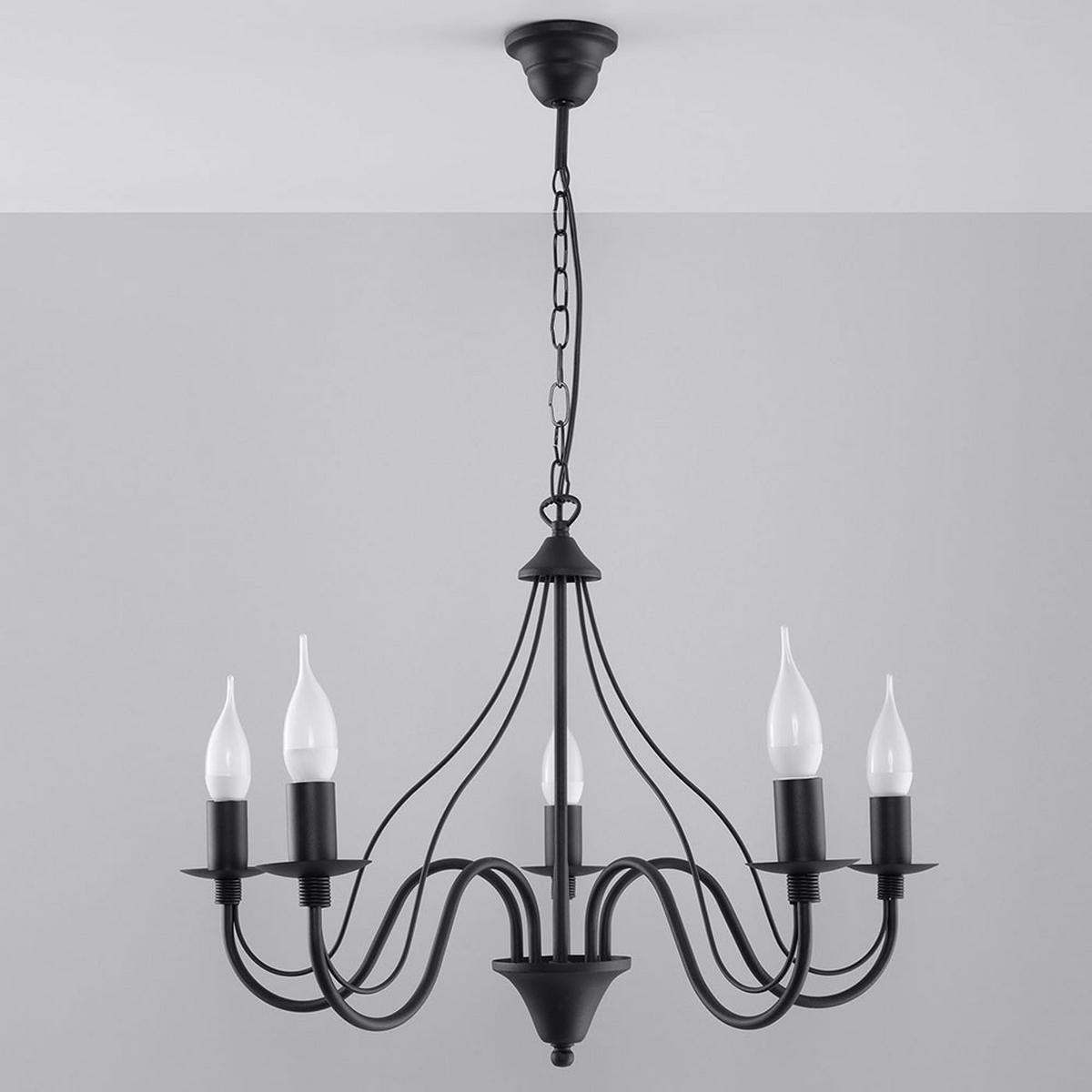 KRONLEUCHTER Stahl Schwarz rustikal - Schwarz, Metall (60/60/80cm)