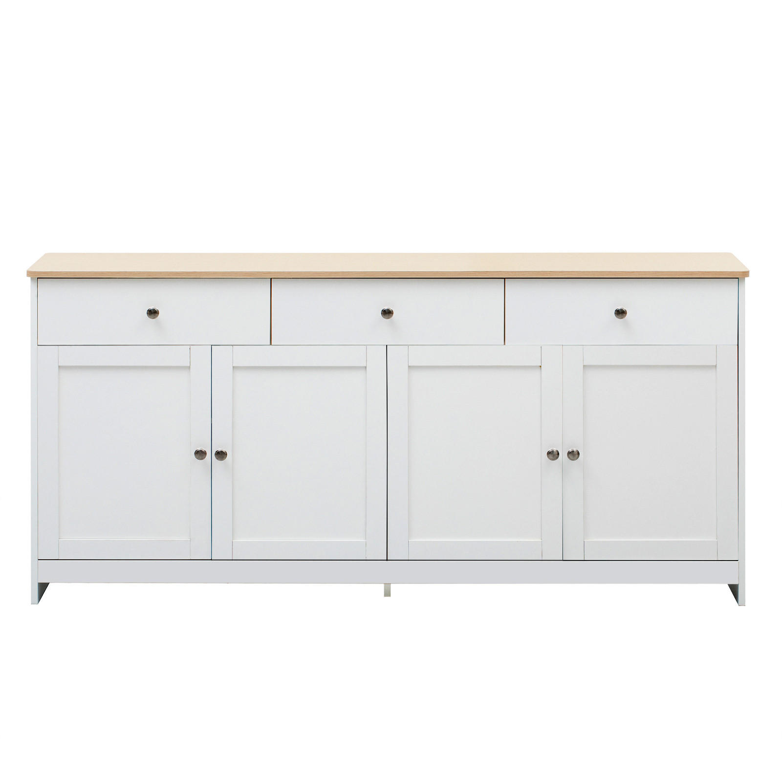 SIDEBOARD Landhausstil mit 4 Türen & 3 Schubladen 160/37/75 cm Weiß/Eiche - Weiß, Holzwerkstoff (160/75/37cm) - Creahappy