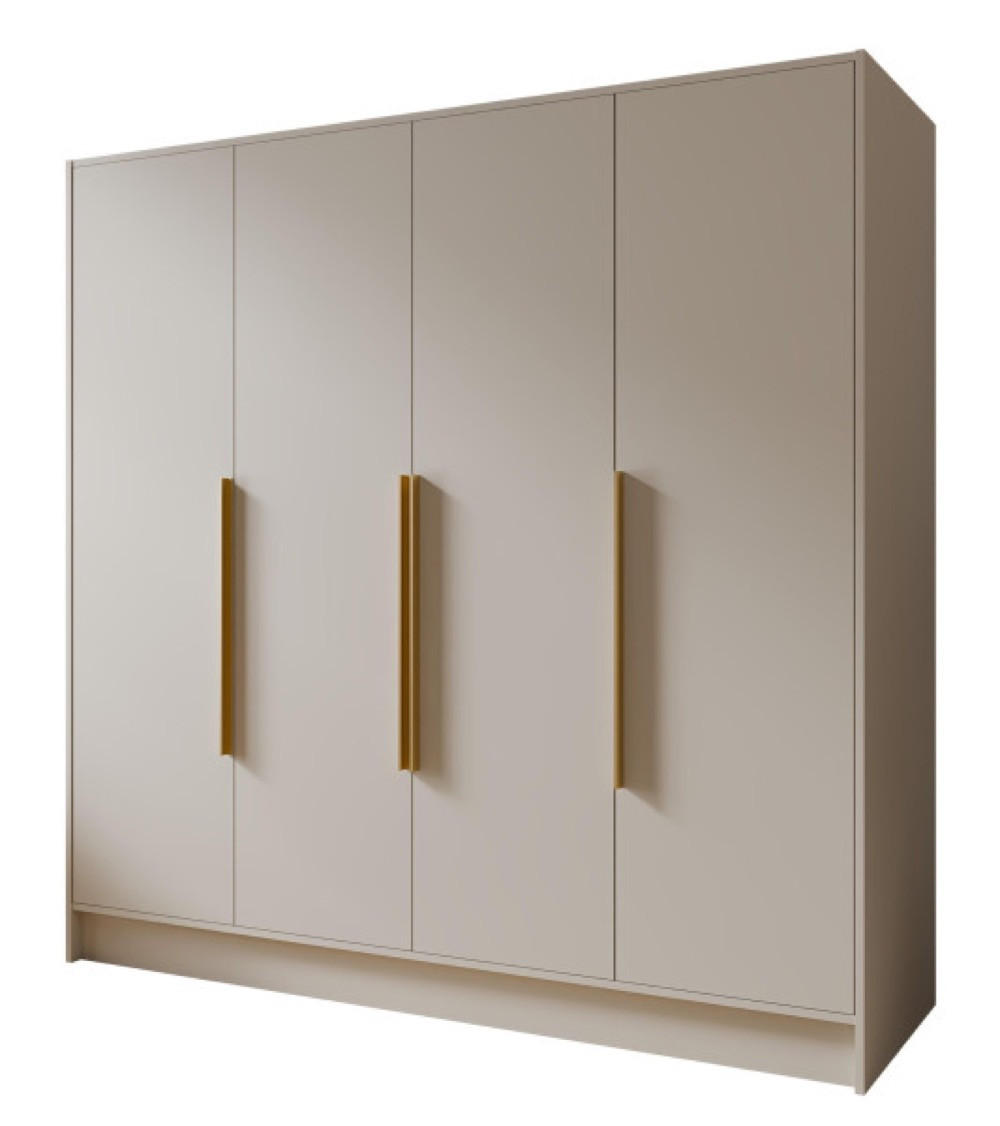 SCHRANK Kaschmir ORTO 200 G Mit Schwarzen Griffen Mit Spiegel - Beige, Holzwerkstoff (200/200/51cm) - Sepro Meble