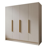 SCHRANK Kaschmir ORTO 200 G Mit Schwarzen Griffen Mit Spiegel - Beige, Holzwerkstoff (200/200/51cm) - Sepro Meble