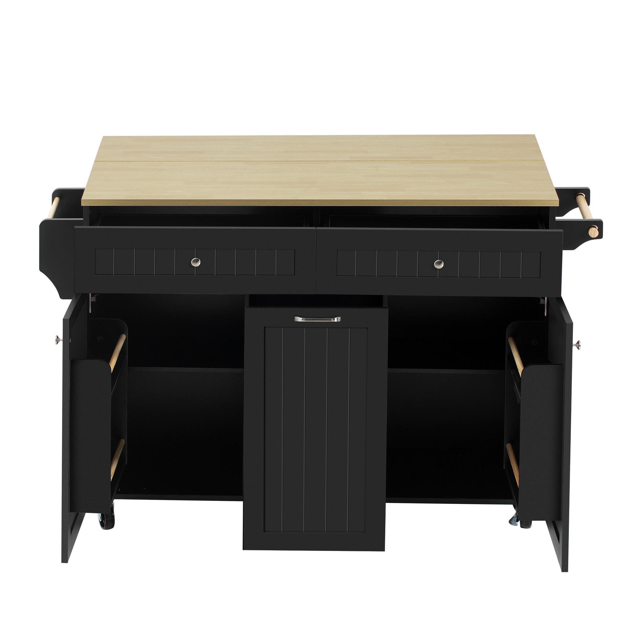 KÜCHENINSEL 140/40/92 cm Schwarz mit Ausziehbarer Arbeitsplatte und Multifunktionsschubladen - Schwarz, Holz (40/92/139.5cm) - Oxeza
