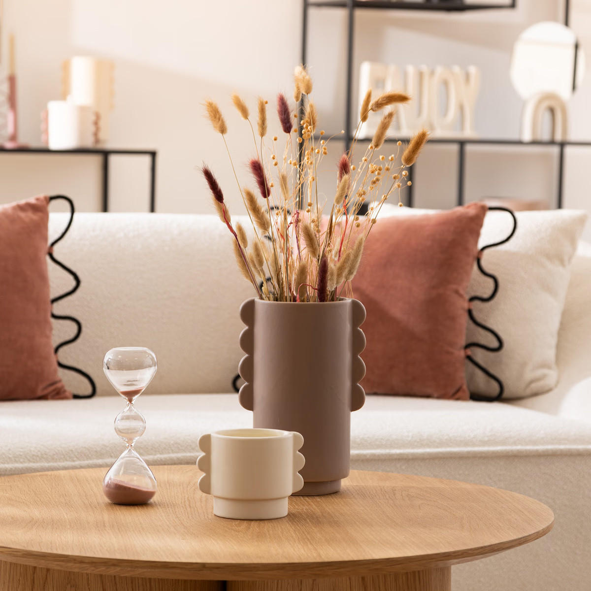 VASE Keramik Wavy Bliss Ø 13 cm - Taupe, Keramik (25.5cm) - Atmosphera Createur d´interieur