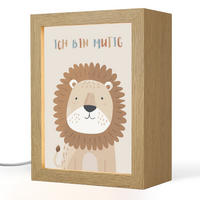 NACHTTISCHLAMPE Löwe - Beige - Tier - Mutig - Zitat 15x20 cm - Beige, Holzwerkstoff (8/15/20cm)