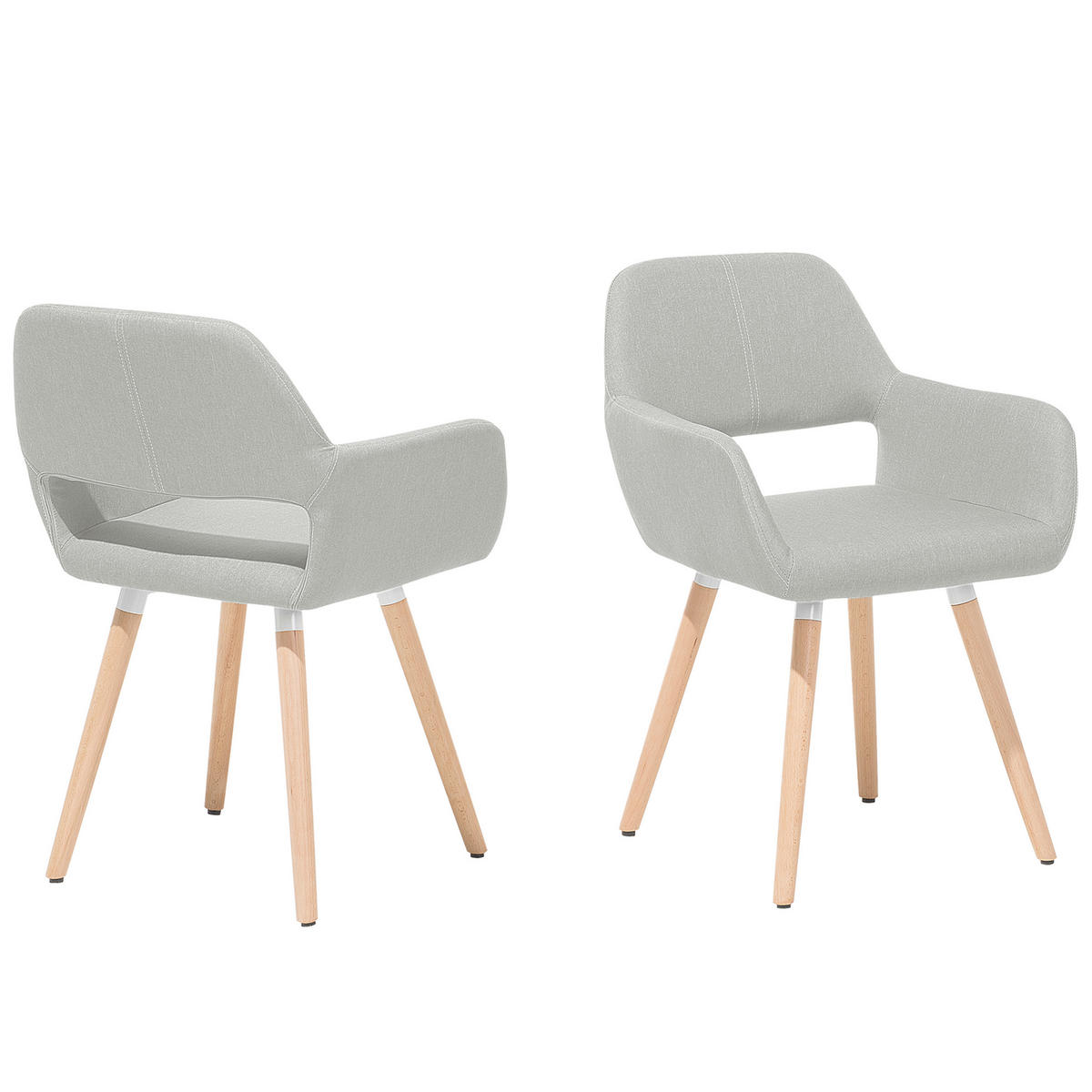 ESSZIMMERSTUHL 2er-Set Polsterbezug Grau Chicago - Grau, Holz/Textil (56/81/56cm) - Beliani