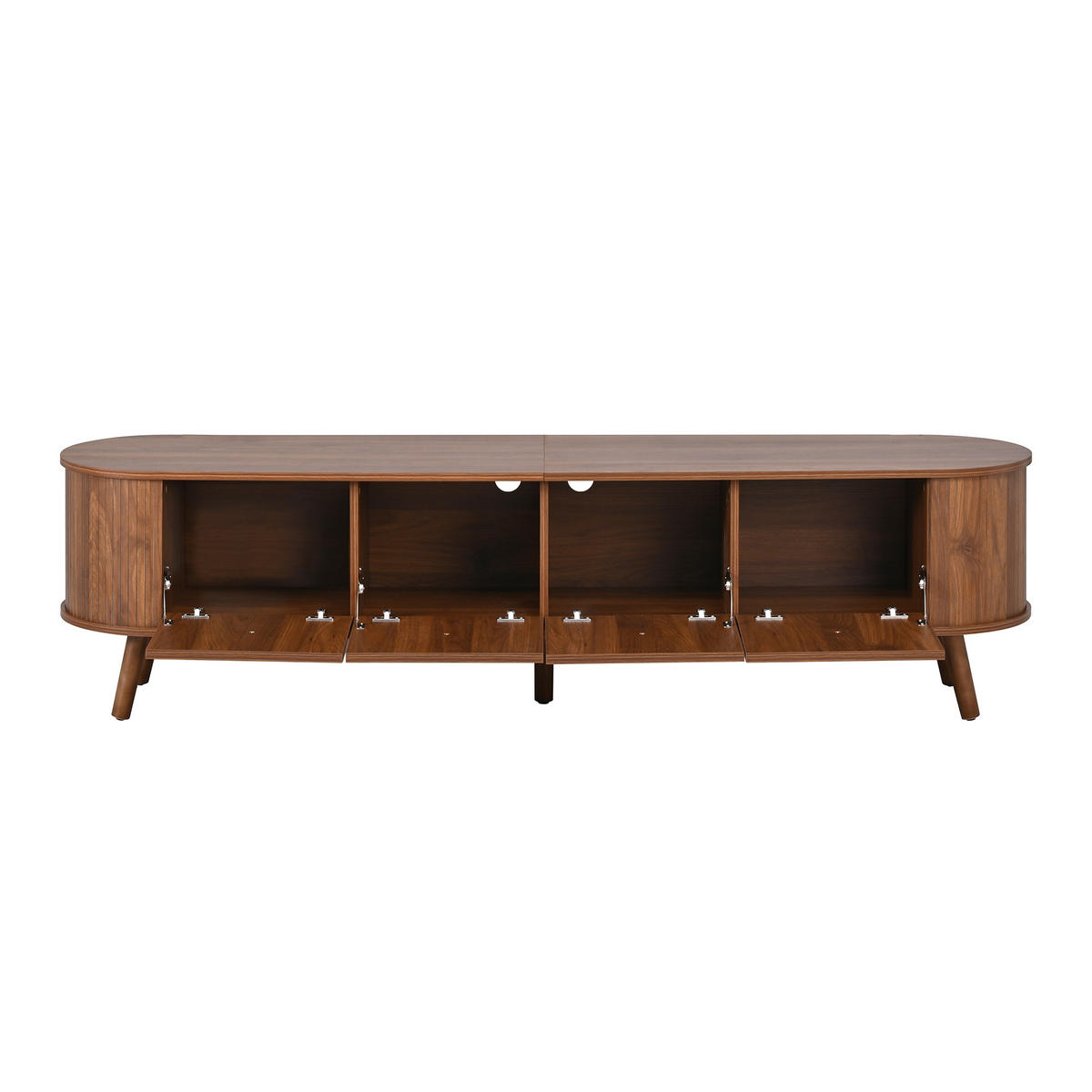TV LOWBOARD Spiegel Holzoptik Hochschrank Stauraum - Walnussfarben, Holzwerkstoff (180/47/38cm) - Urban Meuble