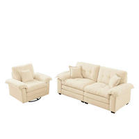 SITZGARNITUR DE-35196 2-teilig mit Tiefsitz Grün - Beige, Holzwerkstoff (90/87.6/213cm) - ComfortXL