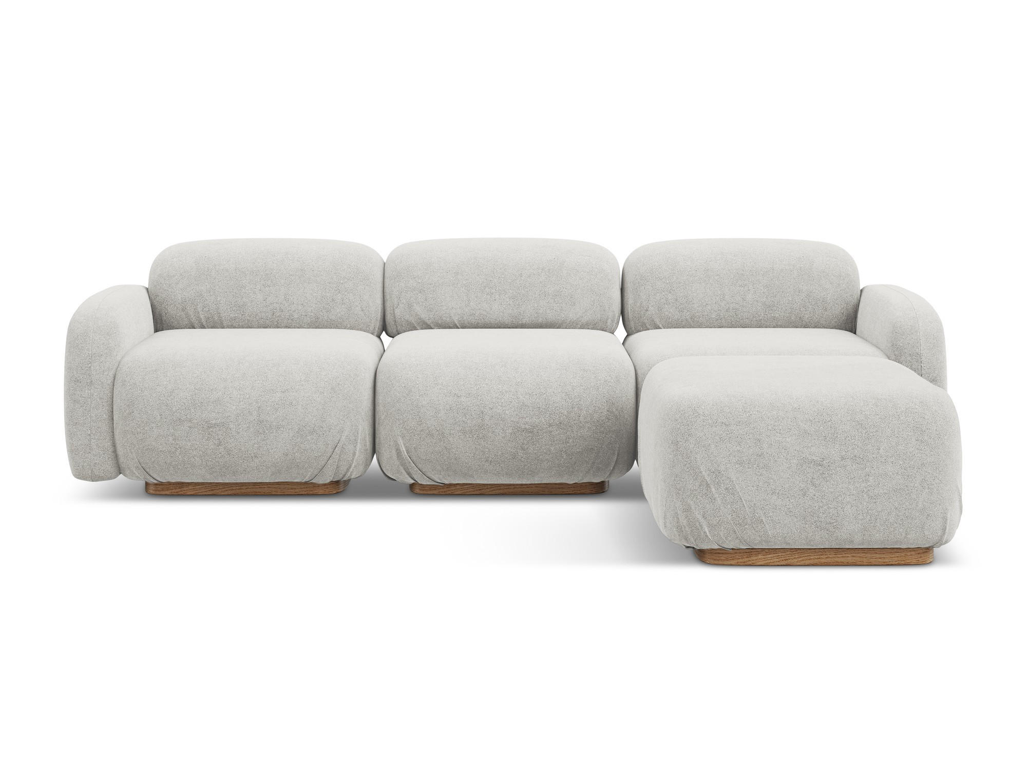 ECKSOFA Beidseitig Bouclé Stoff Grau - Silberfarben/Braun, Holz/Textil (270/190cm) - Makamii