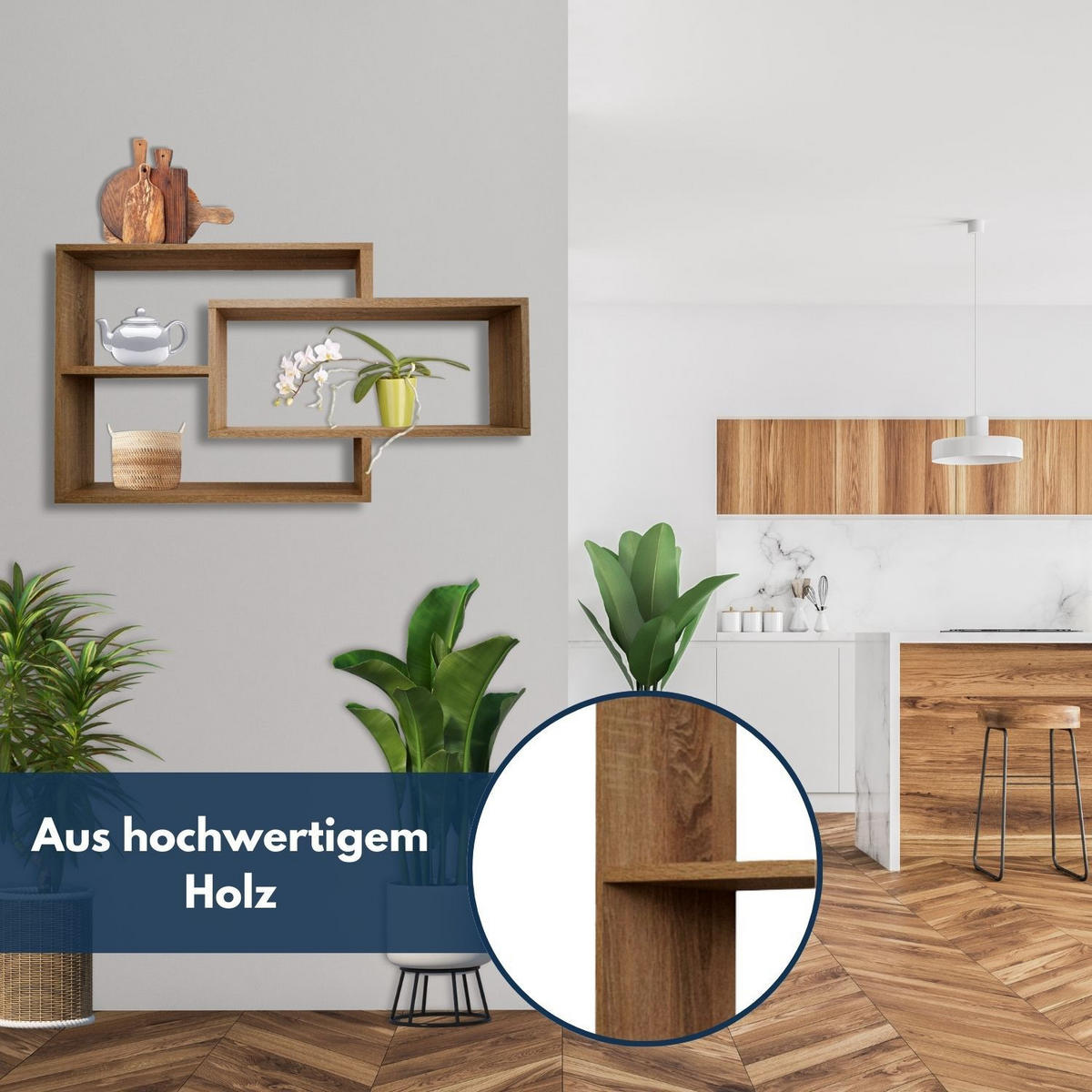 SCHWEBEREGAL KARO Dunkelbraun - Braun, Holzwerkstoff (20/59/104cm) - Mein-Regal