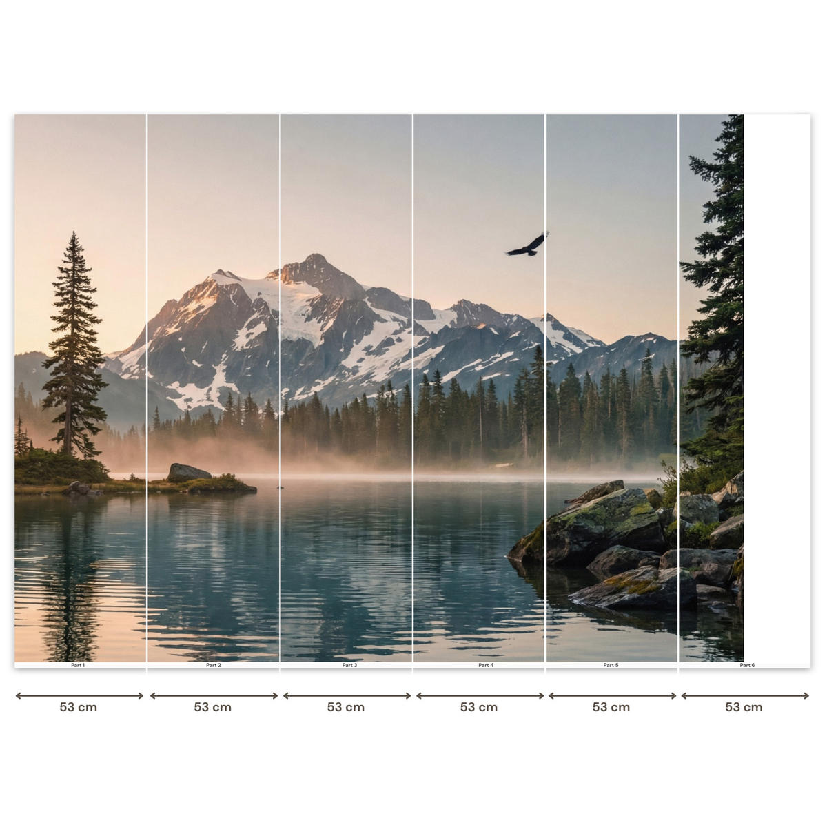 TAPETE - Berge - Wasser - Bäume - 280x200 cm - Multicolor, Papier (280/200cm) - OnlyWow