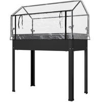 HOCHBEET aus Metall 100x48x124cm mit Gewächshausabdeckung - Schwarz, Metall (48/124/100cm) - Modfu