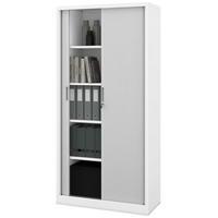 AKTENSCHRANK abschließbar KETI mit Rolladentüren 185x90x45cm Weiß-Grau - Weiß, Metall (90/185/45cm) - DELUKE