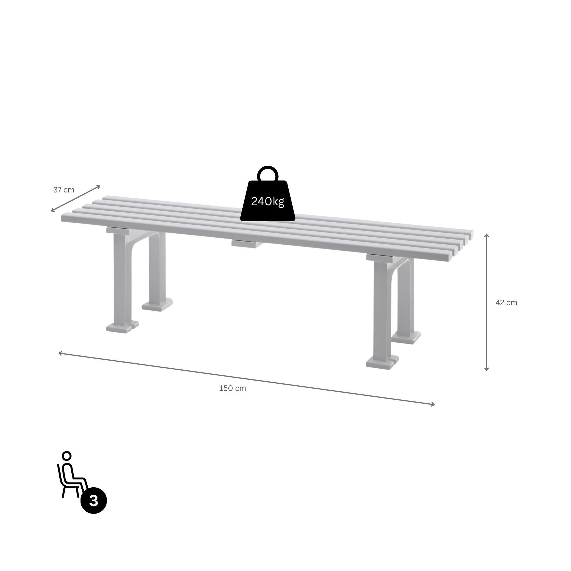 GARTENBANK Kuba 3 Sitzer Weiß 42 x 150 x 37 cm Witterungskunststoff & UV Beständiger Kunststoff - Weiß, Kunststoff (150/42/37cm) - PROREGAL