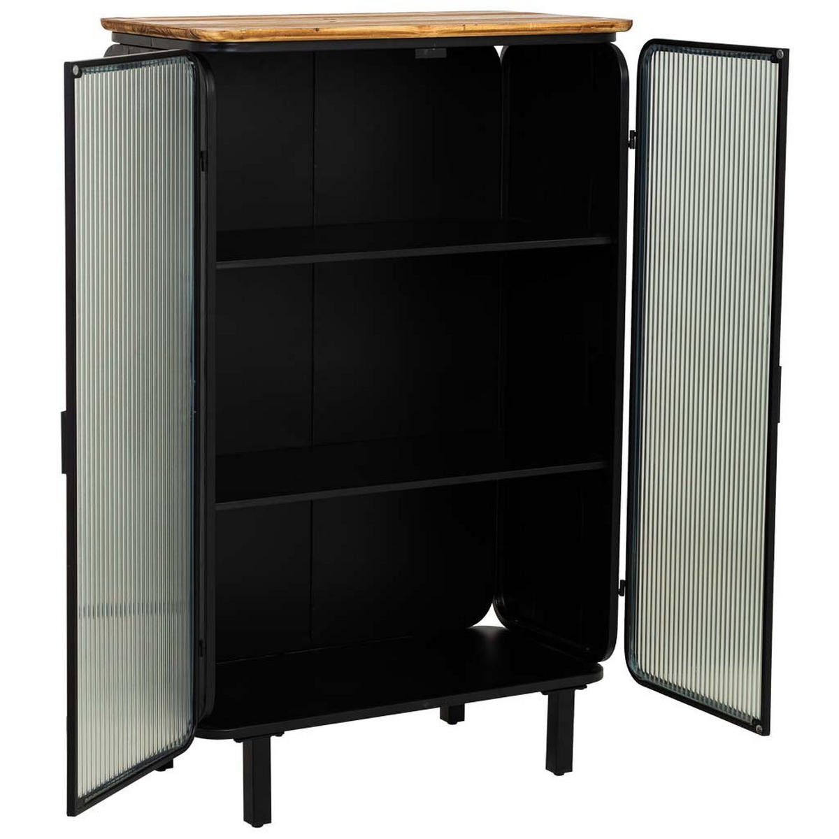 VITRINE aus Metall, Holz und Glas mit 2 Türen, 72x36x113 cm, Schwarz - Schwarz, Holz (72/113/36cm) - Wanderlust