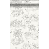TAPETE Dschungeltiere 53 cm x 10.05 m - Grau, Papier (53/0.1cm) - Origin Wallcoverings